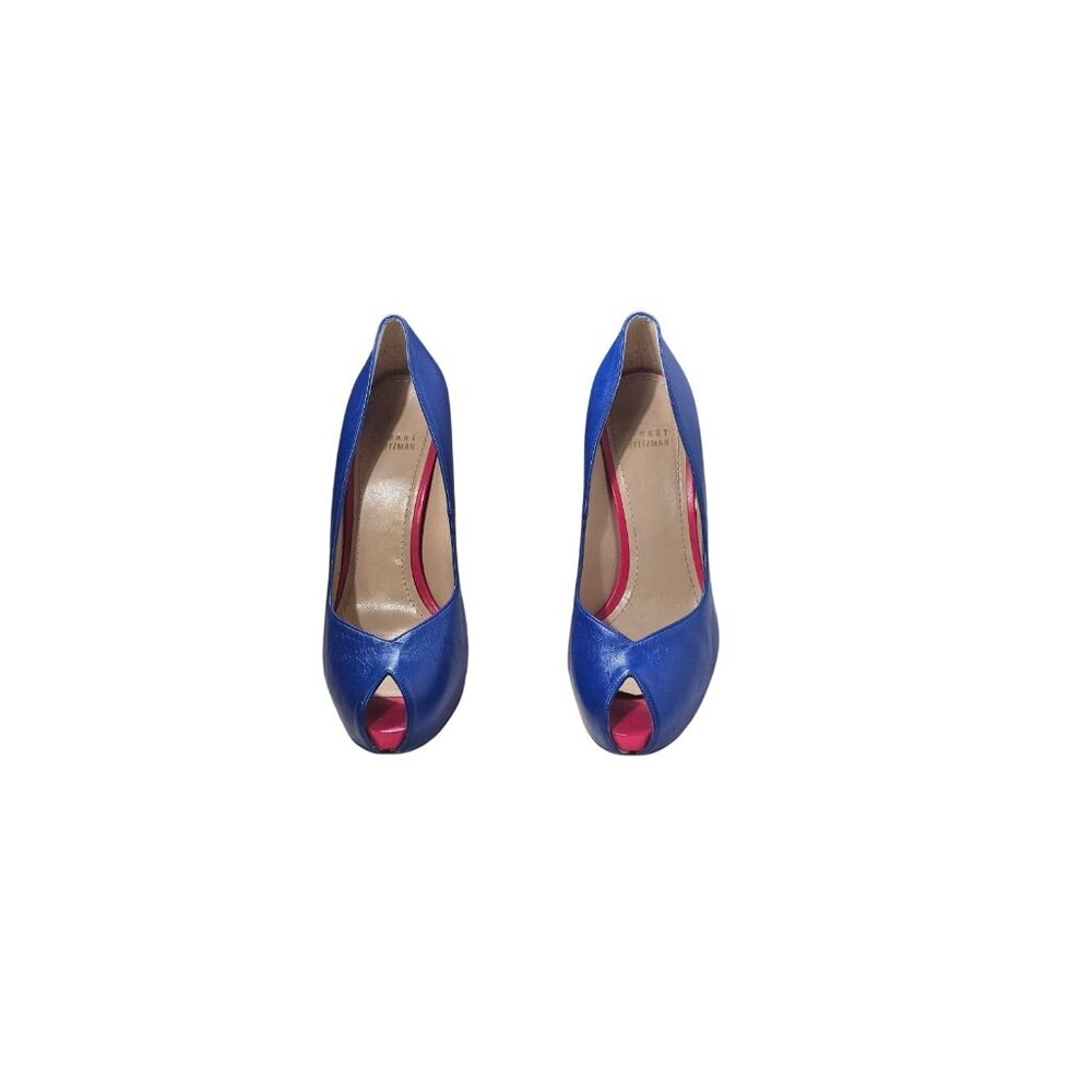 Stuart Weitzman Victoria Blue Ultramar Nappa Leather Platform Heels  Size 9.5